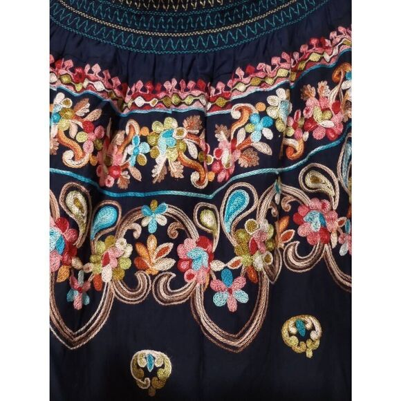 Ladies Large Boho Embroidered Off Shoulder Peasant Tunic Top Blouse - Picture 3 of 7